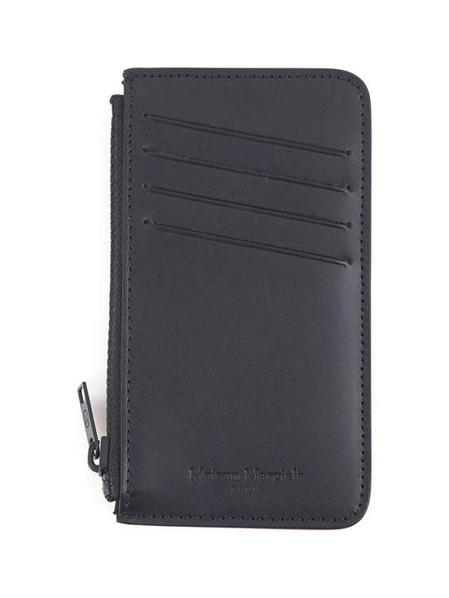 Stitched Two Tone Leather Zipper Card Wallet Black - MAISON MARGIELA - BALAAN 6