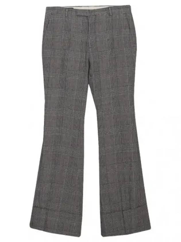 Prince Of Wales Wool Linen Straight Pants Grey - GUCCI - BALAAN 2