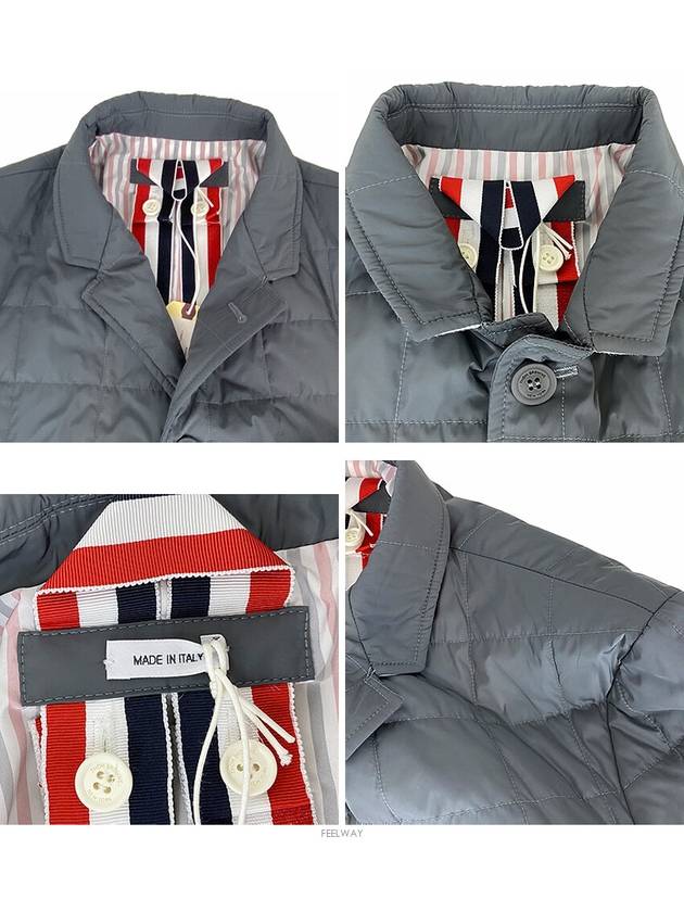 4 Bar Poly Twill Padding Blazer Jacket Grey - THOM BROWNE - BALAAN 6