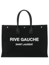 Rive Gauche Cotton Canvas Tote Bag Black - SAINT LAURENT - BALAAN 2