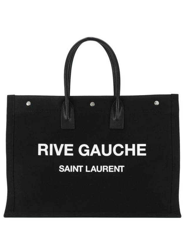 Rive Gauche Cotton Canvas Tote Bag Black - SAINT LAURENT - BALAAN 2