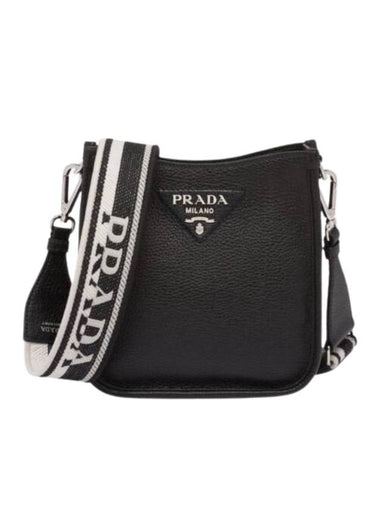 Leather Mini Shoulder Bag Black - PRADA - BALAAN 1