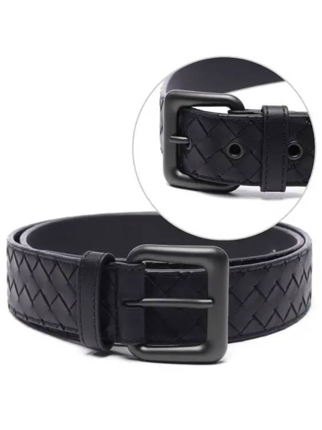 Intrecciato Leather Belt Black - BOTTEGA VENETA - BALAAN 2