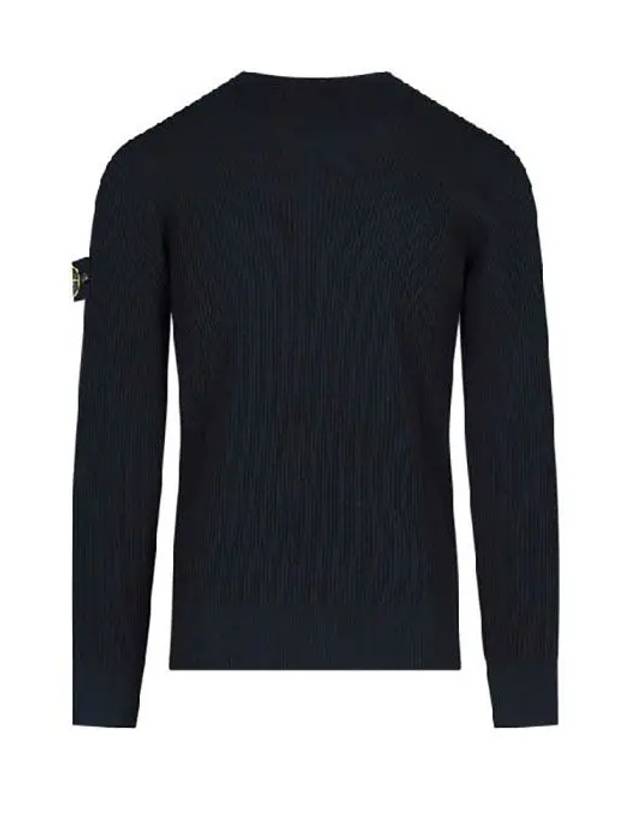 Full Rib Pure Wool Crewneck Knit Top Navy - STONE ISLAND - BALAAN 5