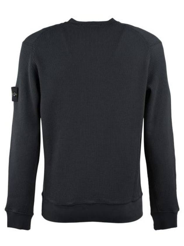 6100008 Organic Cotton Waffle Fleece Crew Neck Sweatshirt Navy - STONE ISLAND - BALAAN 3