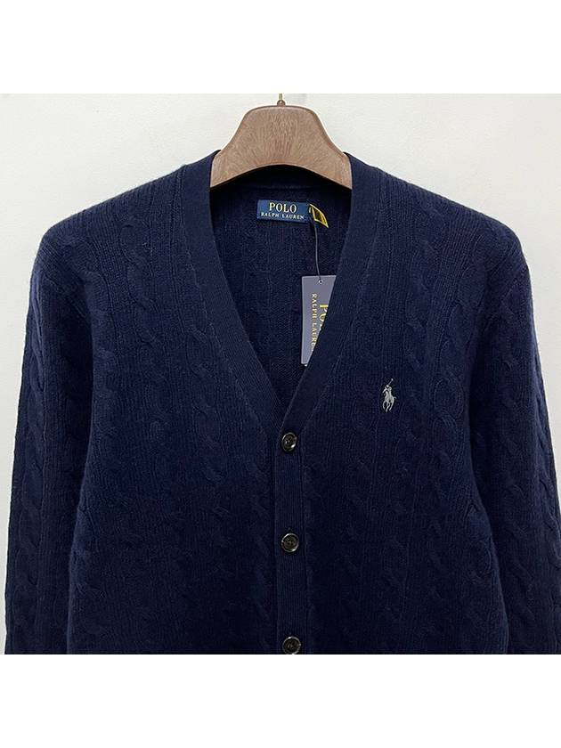 Polo Ralph Lauren Pony Logo Cable Cardigan Navy 710949808 001 - POLO RALPH LAUREN - BALAAN 3