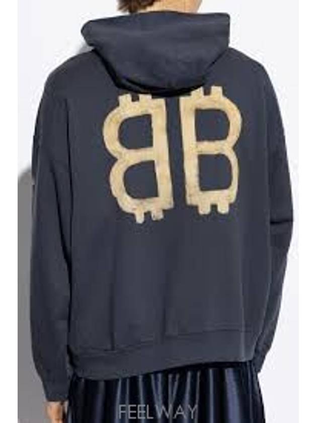 Crypto Medium Fit Hoodie Blue - BALENCIAGA - BALAAN 3