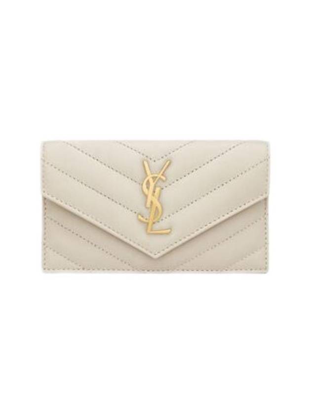 Cassandre Matelasse Fragment Lambskin Flap Card Wallet Blanc Vintage - SAINT LAURENT - BALAAN 1