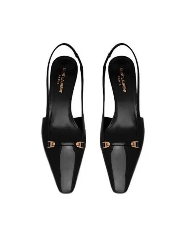 Women's Patent Blade Leather Slingback Heels Black - SAINT LAURENT - BALAAN 2