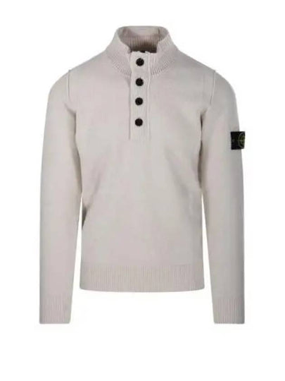 Wappen Patch Half Button Lambswool Knit Top Plaster - STONE ISLAND - BALAAN 2