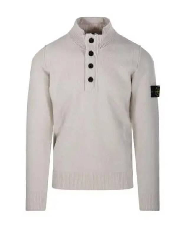 Wappen Patch Half Button Lambswool Knit Top Plaster - STONE ISLAND - BALAAN 3