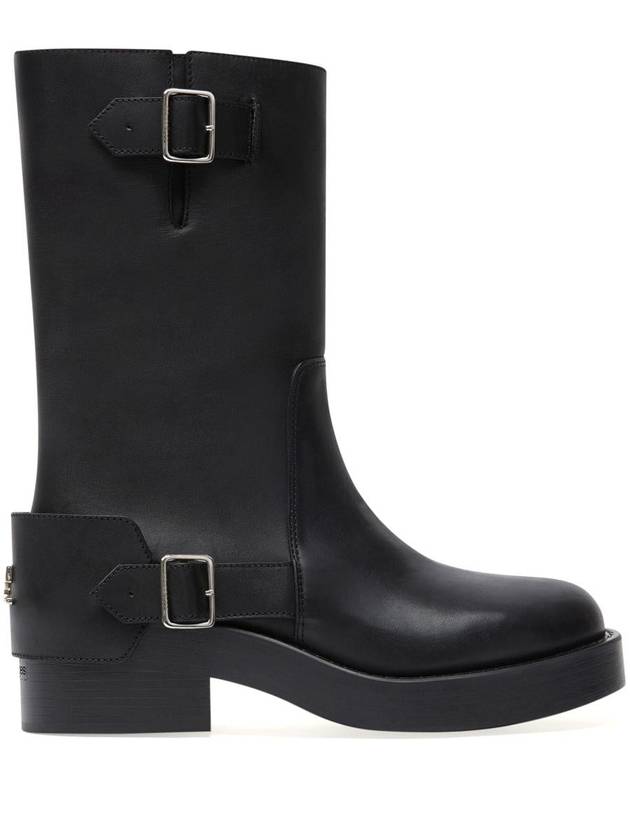 Americana Harness Leather Middle Boots Black - COURREGES - BALAAN 2