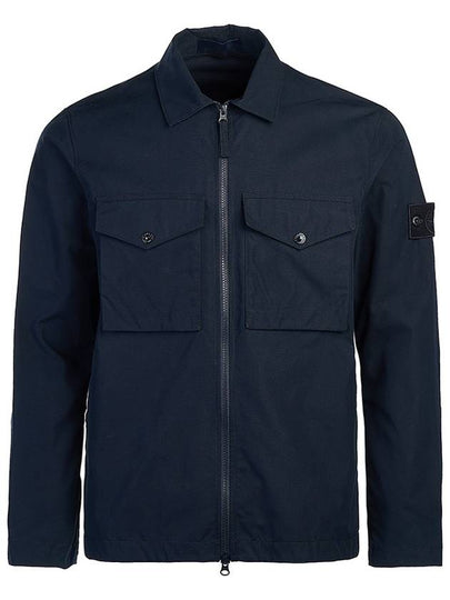 Compass Patch Cotton Oversized Fit Shirt Jacket Navy - STONE ISLAND - BALAAN 2