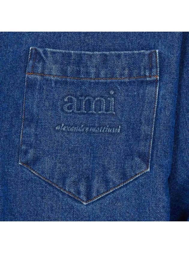 Washed Button-Up Denim Jacket Blue - AMI - BALAAN 5