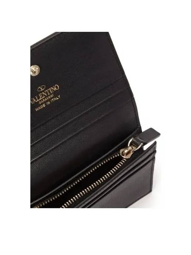 Rockstud Compact Bicycle Wallet Black - VALENTINO - BALAAN.