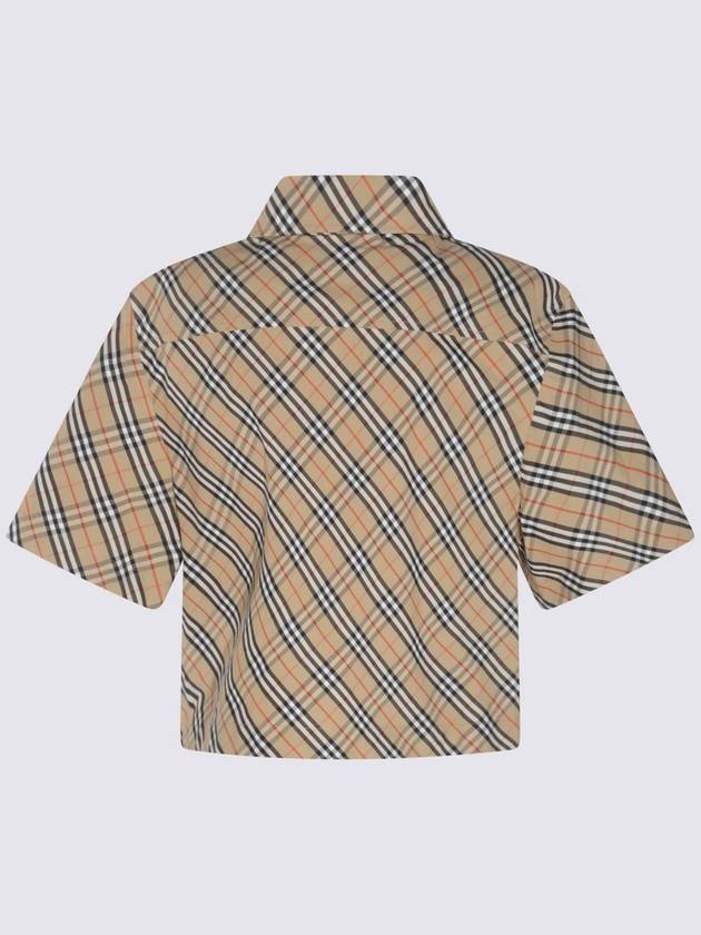 Cropped Check Cotton Shirt Sand - BURBERRY - BALAAN 3