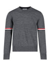 Merino Striped Crew Neck Knit Top Grey - THOM BROWNE - BALAAN 2