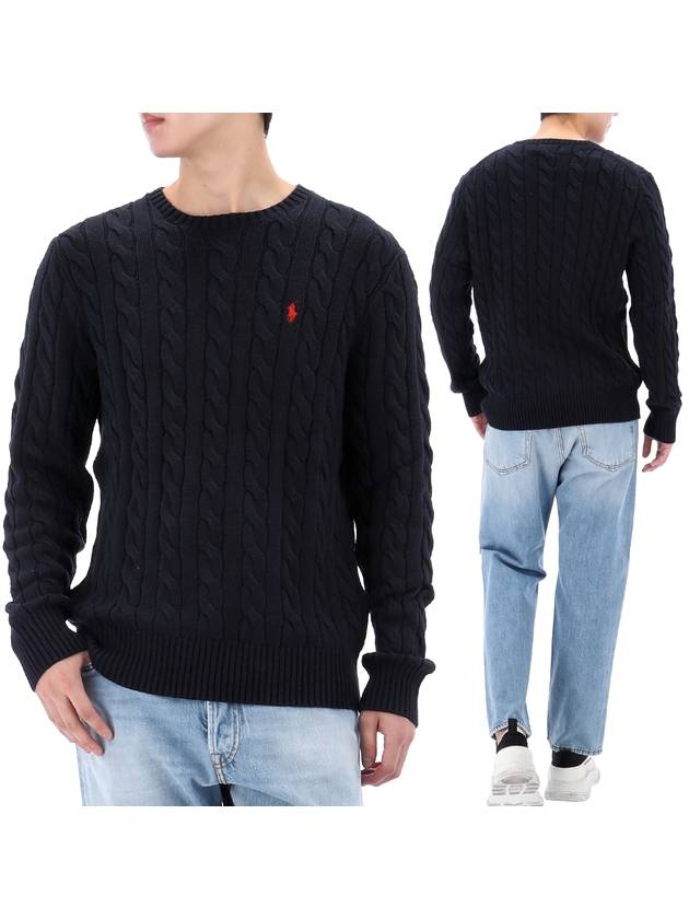 Embroidery Logo Cable Knit Top Navy - POLO RALPH LAUREN - BALAAN 2