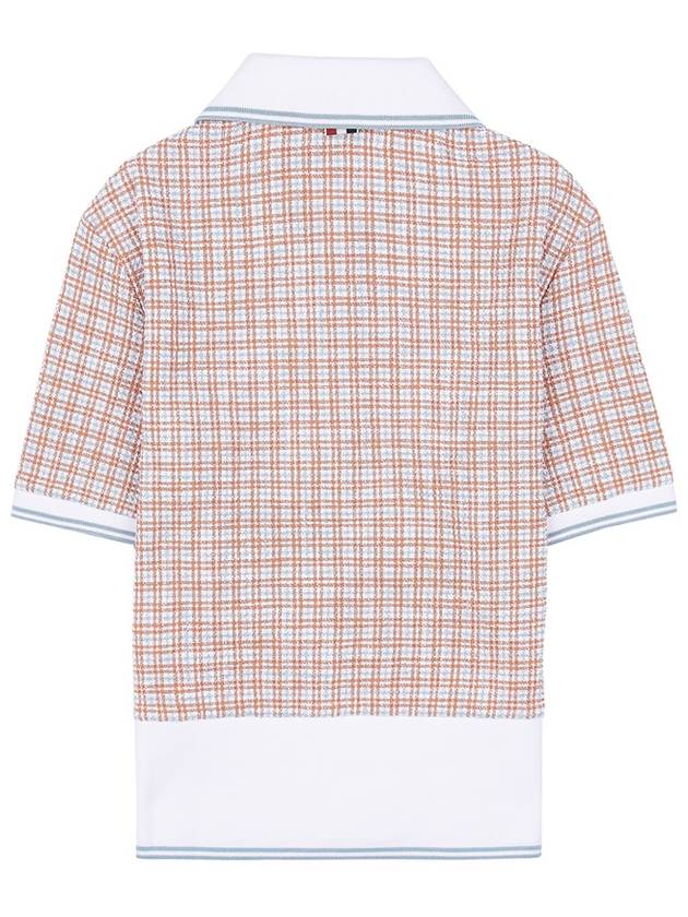 Checked Tweed Shrunken Short Sleeve Polo Pink - THOM BROWNE - BALAAN 3