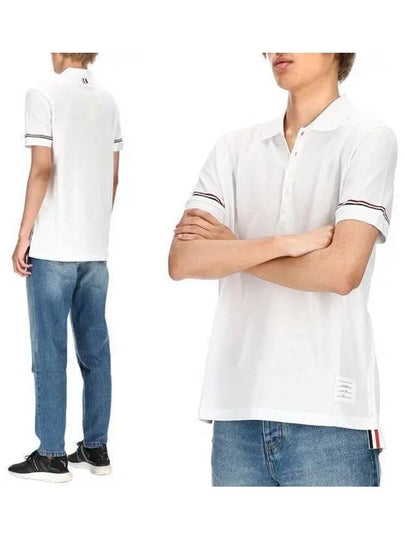 Lightweight Cotton Short Sleeve Polo Shirt White - THOM BROWNE - BALAAN 2