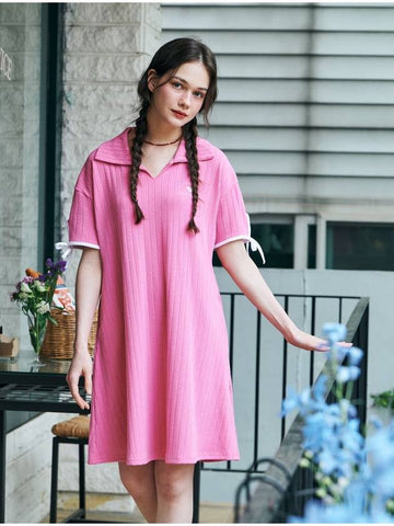 MET summer knit collar dress pink - METAPHER - BALAAN 1