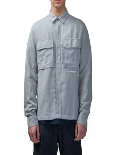 Broken Linen Cotton Long Sleeve Shirt Grey - CP COMPANY - BALAAN 2