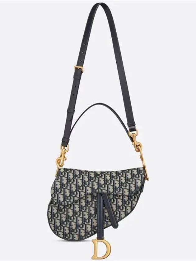 Saddle Oblique Jacquard Shoulder Bag Navy - DIOR - BALAAN 7