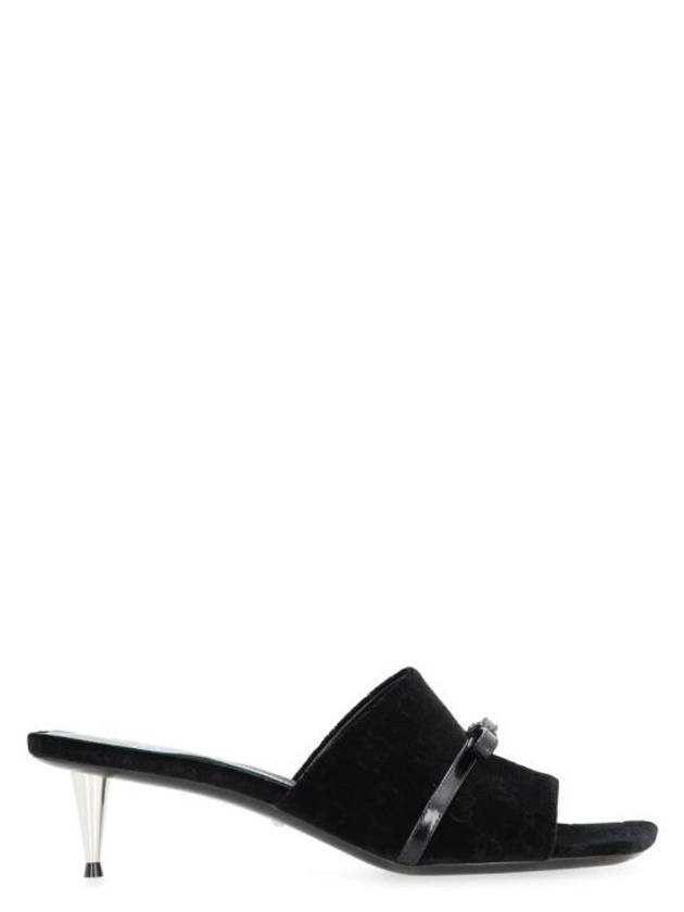 GG Velvet Sandal Heels Black - GUCCI - BALAAN 1