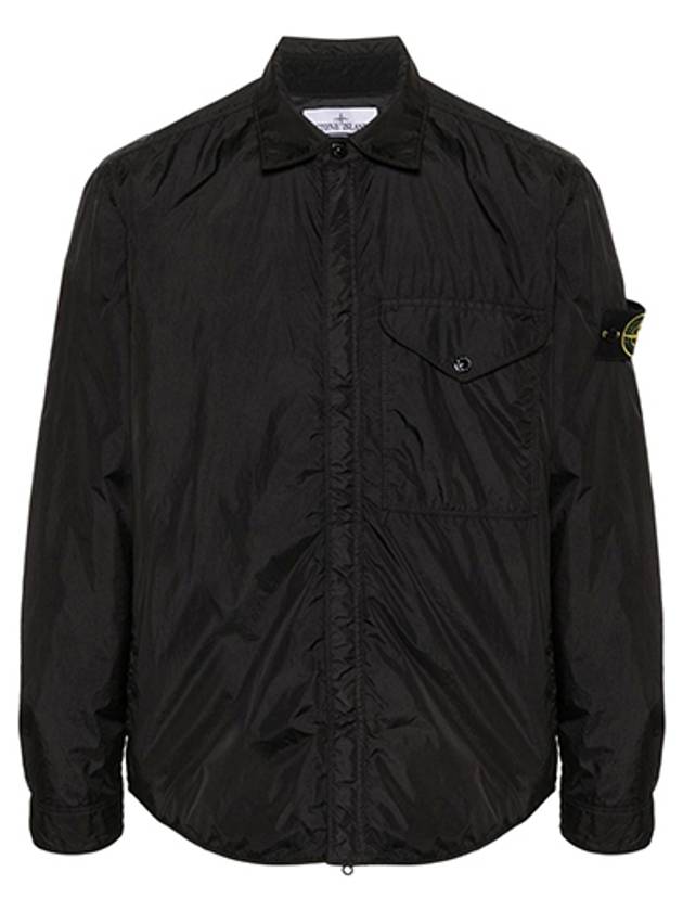 Logo Patch Zip Up Jacket Black - STONE ISLAND - BALAAN 2