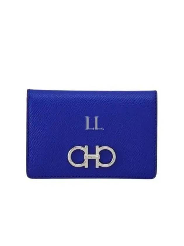 Gancini Leather Card Wallet Blue - SALVATORE FERRAGAMO - BALAAN 2