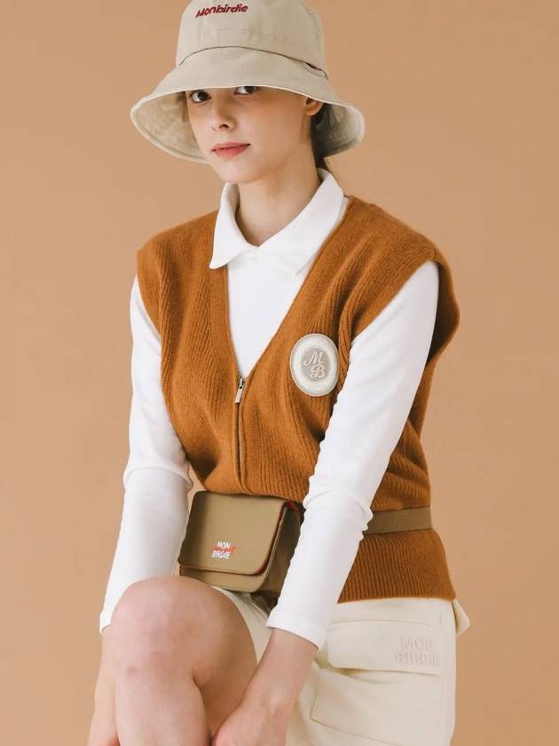 Knit zip up vest CAMEL - MONBIRDIE GOLF - BALAAN 2