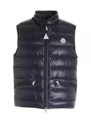 GUI grilled chest logo patch down vest glossy navy men s jacket 233500 - MONCLER - BALAAN 1