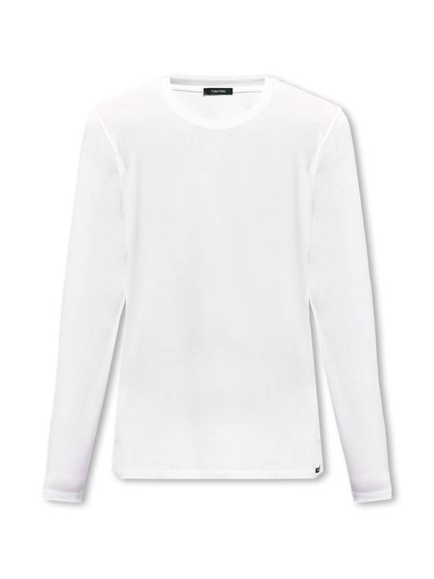 Crew Neck Cotton Modal Long Sleeve T-Shirt White - TOM FORD - BALAAN 2