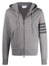 Men's Diagonal Armband Loopback Relaxed Fit Zip Up Hoodie Grey - THOM BROWNE - BALAAN 2