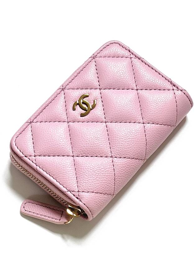 24SS Classic Caviar Zipper Card Wallet Pink AP0216 Kleokdok - CHANEL - BALAAN 4