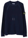 Raw Cotton Badge Crew Neck Knit Top Navy - STONE ISLAND - BALAAN 2