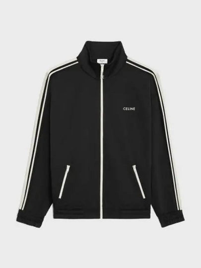 logo print jersey zip-up track jacket black - CELINE - BALAAN 2