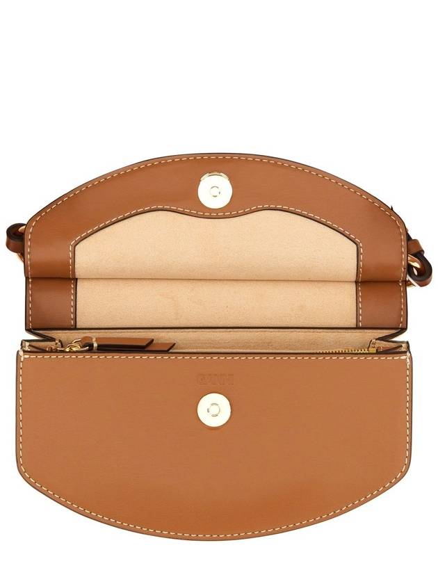 'Apo-G' Brown Crossbody Bag With Logo Plaque On The Front And Adjustable Shoulder Strap In Leather Woman - GANNI - BALAAN 4