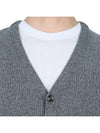 Heart Logo V Neck Cashmere Cardigan Heather Grey - AMI - BALAAN 7