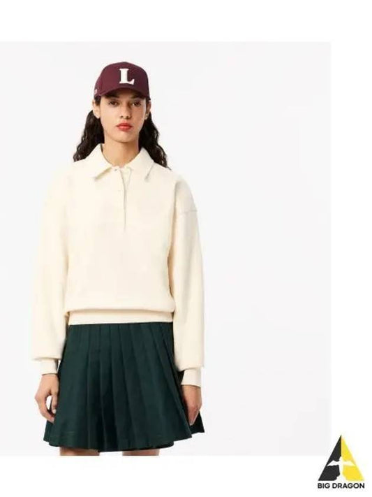 Women s New Logo Polo Collar Sweatshirt Cream - LACOSTE - BALAAN 1