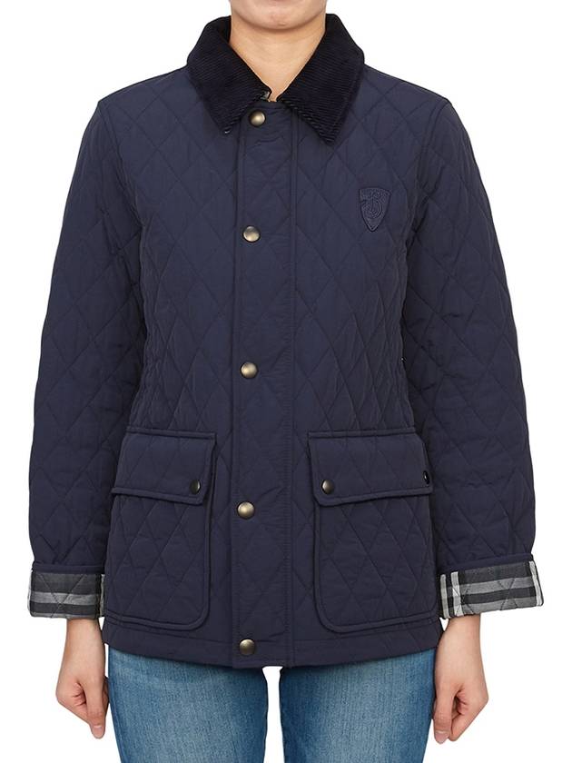 Corduroy Collar Quilted Jacket Navy - BURBERRY - BALAAN 2