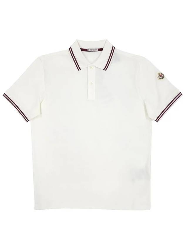 Stripe Trim Cotton Polo Shirt White - MONCLER - BALAAN 2