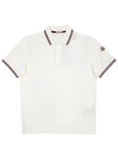 Stripe Trim Cotton Polo Shirt White - MONCLER - BALAAN 2