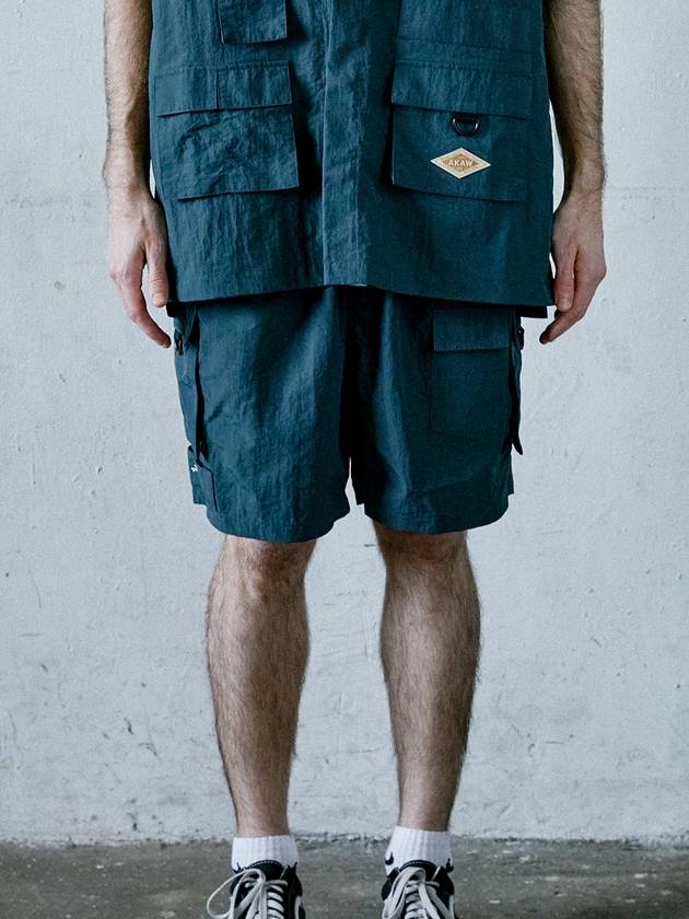 Overfit Cargo Pocket Work Shorts Blue Green - AKAW - BALAAN 1