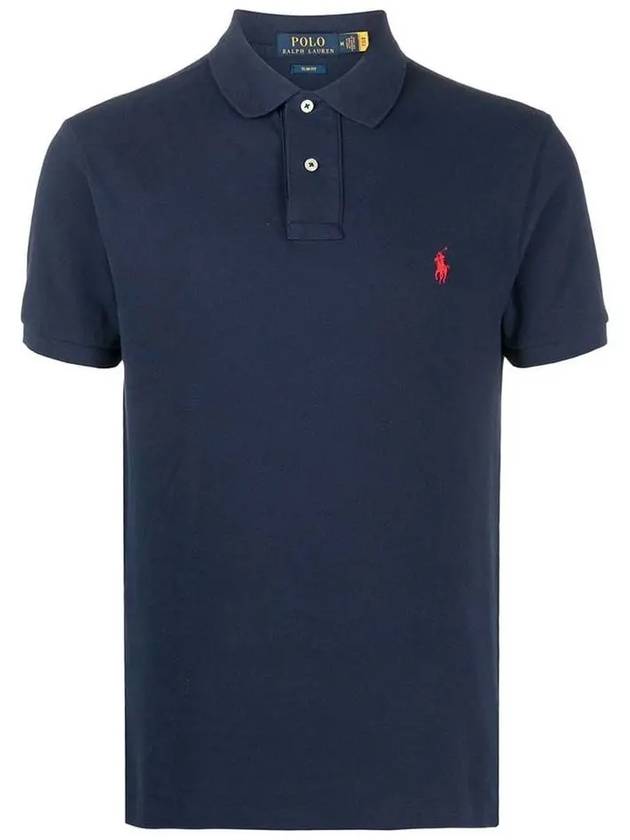 Men's Pony Slim Fit Short Sleeve Polo Shirt Navy - POLO RALPH LAUREN - BALAAN 3