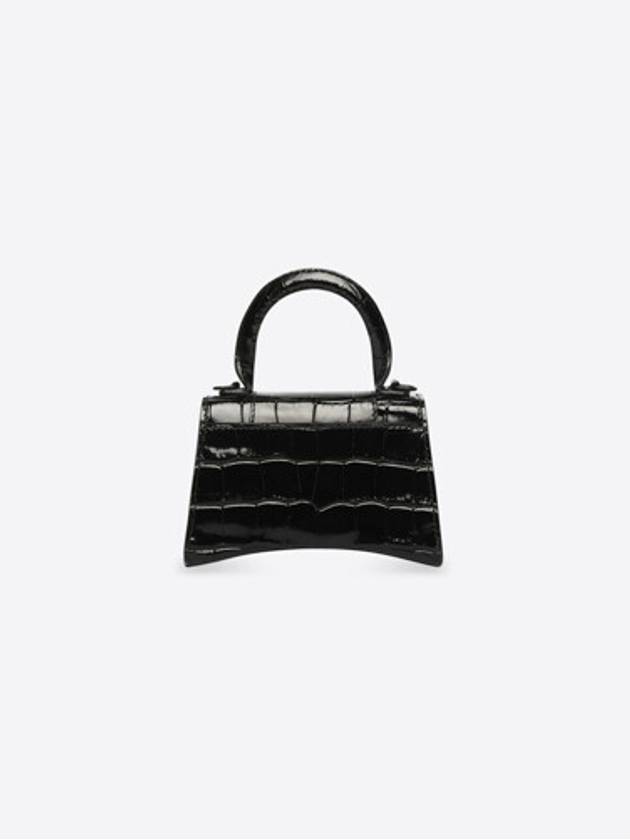 Hourglass Chain Crocodile Embossed Calfskin Shoulder Bag Black - BALENCIAGA - BALAAN 3