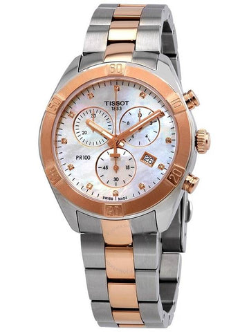 Tissot PR 100 Chronograph Quartz Diamond White Mother of Pearl Dial Ladies Watch T101.917.22.116.00 - TISSOT - BALAAN 1