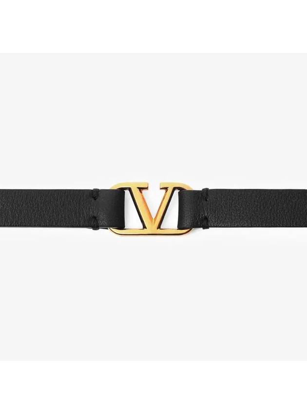 V Logo Leather Bracelet Black - VALENTINO - BALAAN 4