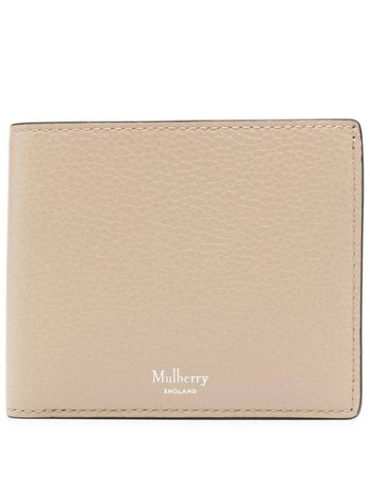 Men's Logo Printed Leather Half Wallet Beige - MULBERRY - BALAAN 1