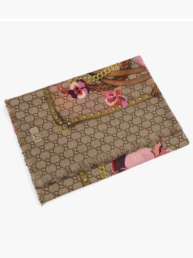 GG Flower Square Shawl Wool Muffler Pink - GUCCI - BALAAN 6